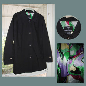 DENNIS BASSO Lined Turnkey Closure Raincoat Sz M
